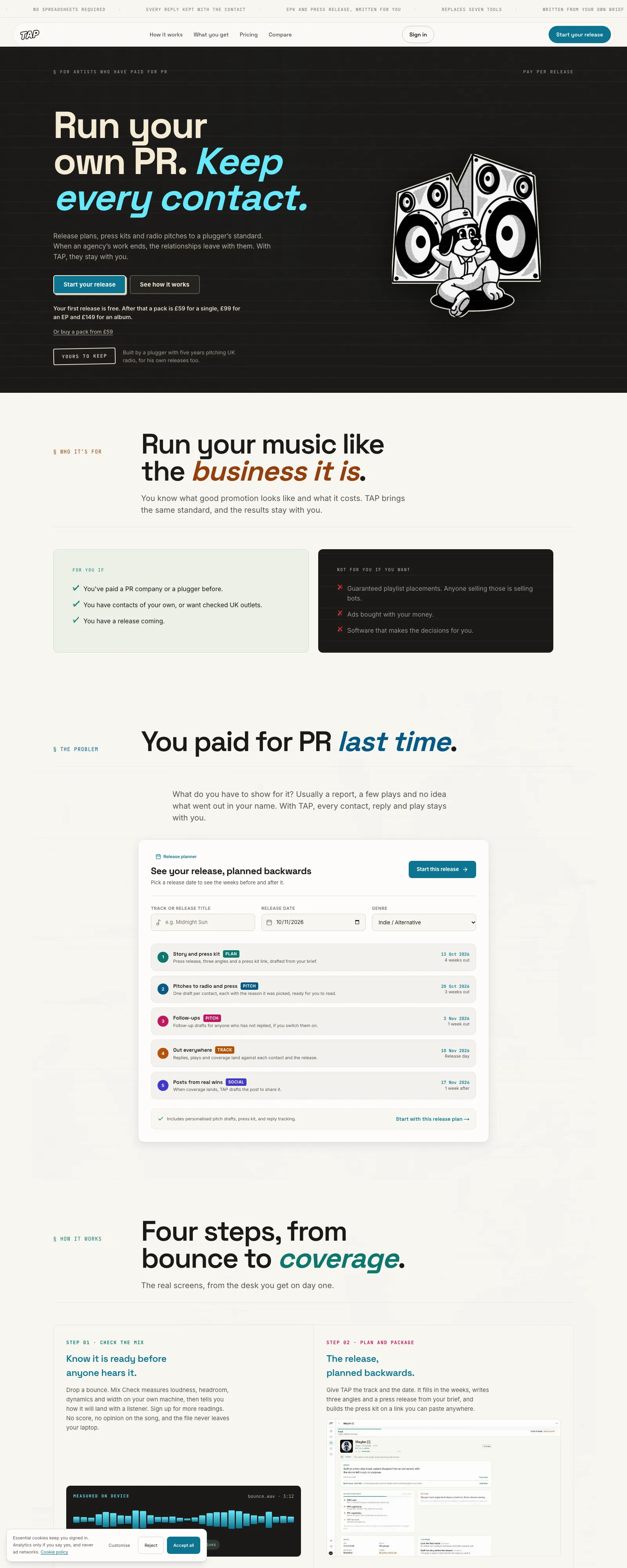 Total Audio Promo landing page